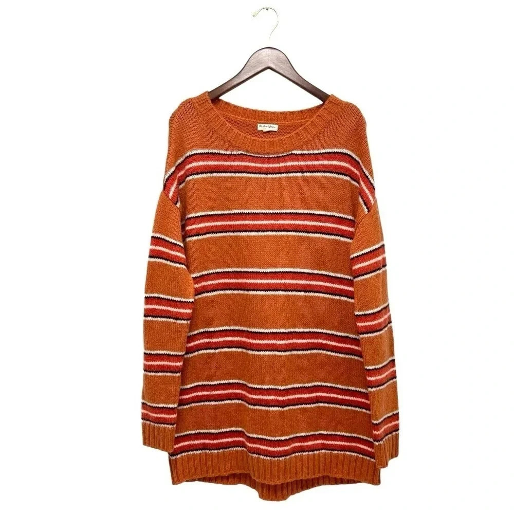 For Love & Lemons Charlie Sweater Orange Striped Oversize Crew Neck Pullover S - Picture 3 of 9